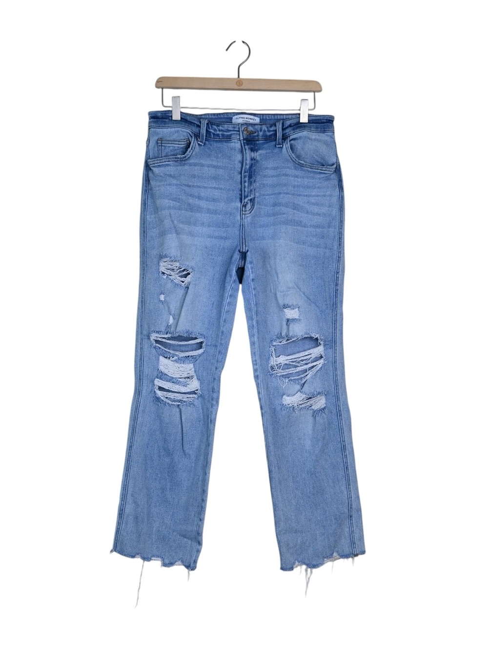 Flying Monkey Women's 31 High Rise Cropped Straight Distressed Jean